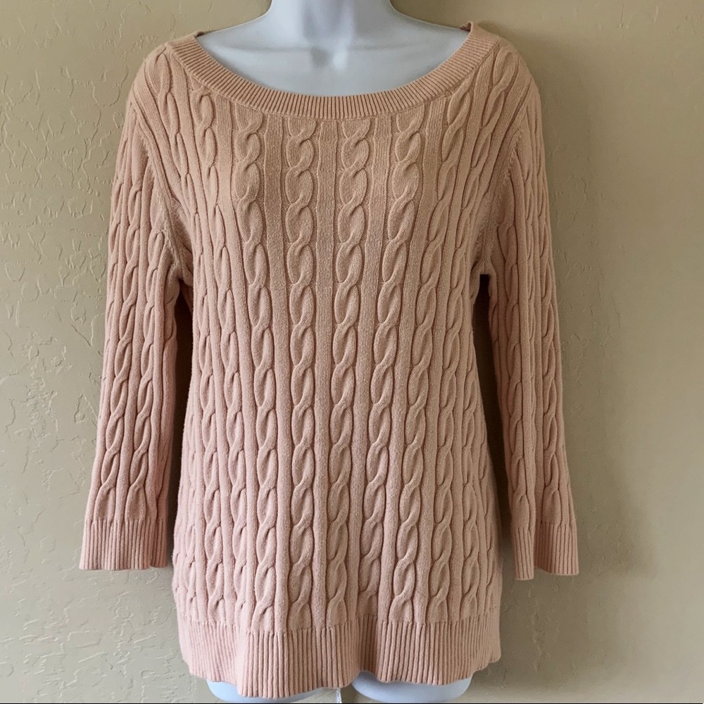 Pink cable knit sweatshirt
